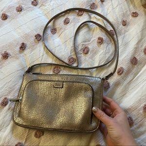 Fossil Metallic Crackle Zip Top Crossbody Purse